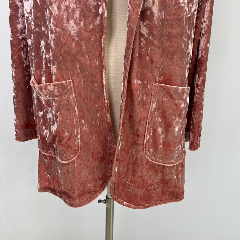 Allen Schwartz Pink Crushed Velvet Open Blazer Sz M Holiday Feminine - Picture 4 of 16